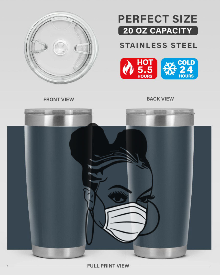 Black Nurse 6# Tumbler, 20oz, double wall stainless steel with a stylish design, perfect for keeping drinks hot or cold.