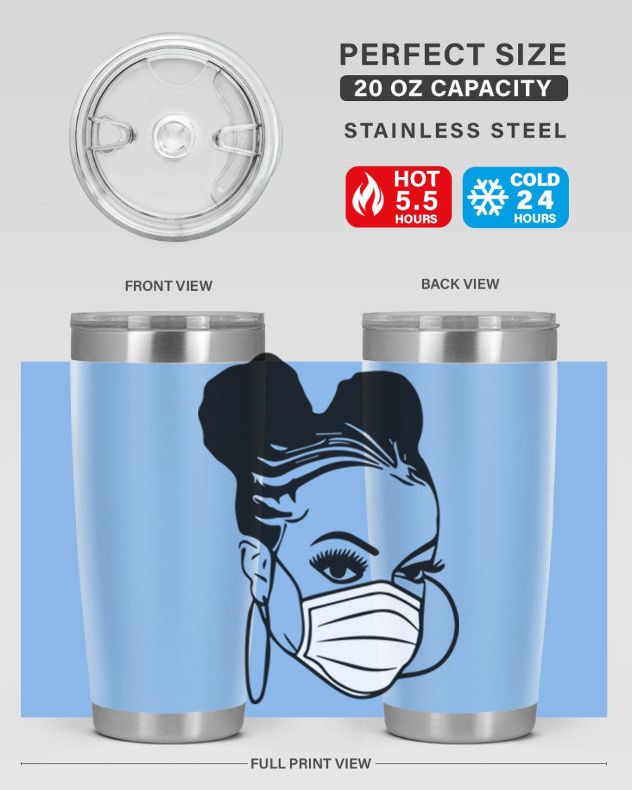 Black Nurse 6# Tumbler, 20oz, double wall stainless steel with a stylish design, perfect for keeping drinks hot or cold.