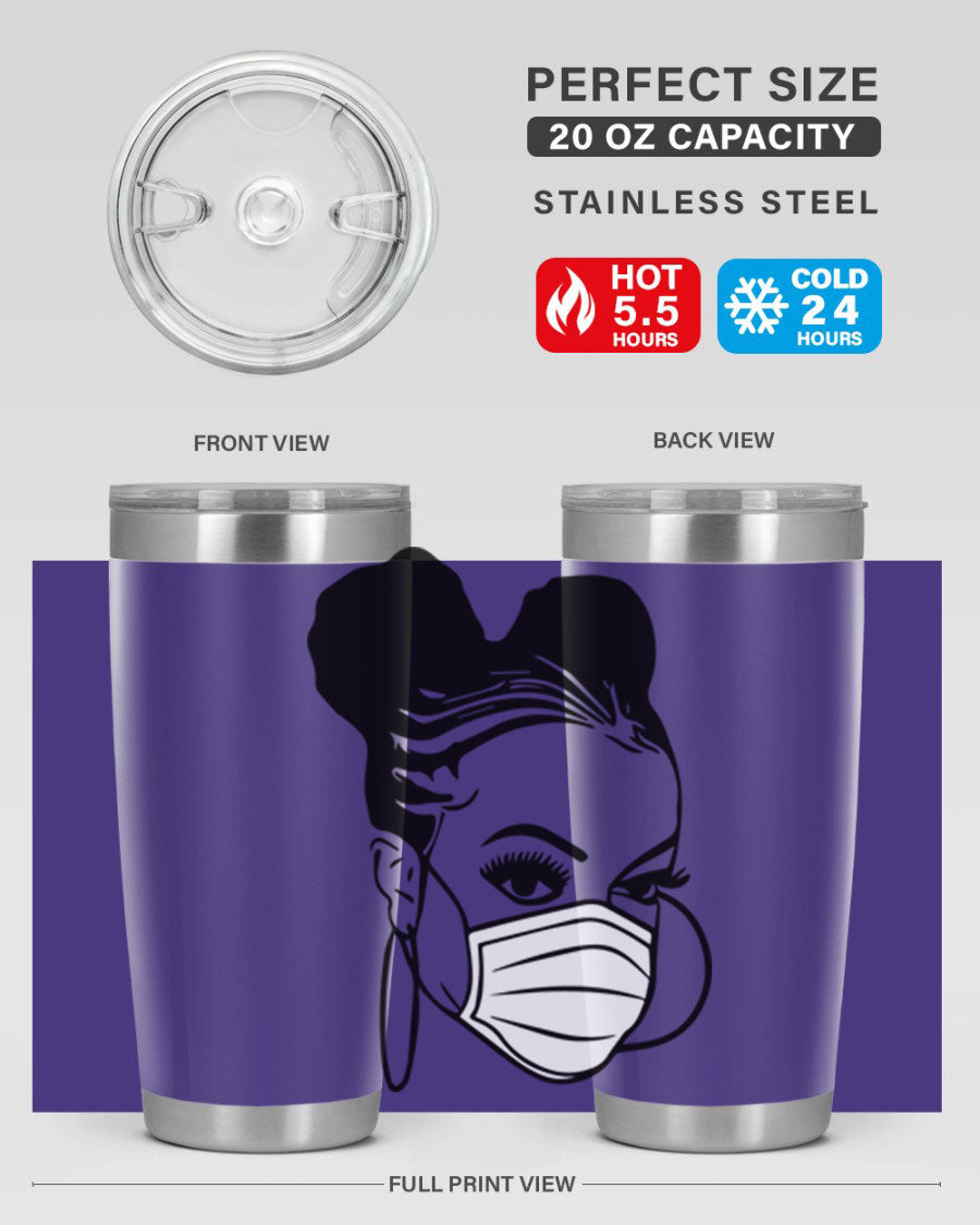 Black Nurse 6# Tumbler, 20oz, double wall stainless steel with a stylish design, perfect for keeping drinks hot or cold.