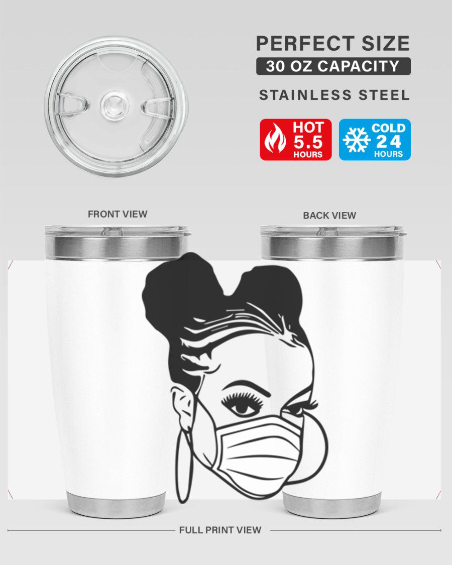 Black Nurse 6# Tumbler, 20oz, double wall stainless steel with a stylish design, perfect for keeping drinks hot or cold.