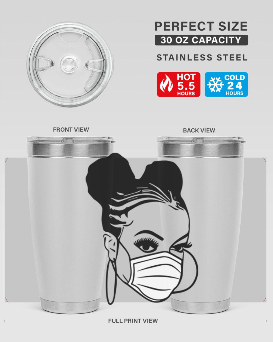 Black Nurse 6# Tumbler, 20oz, double wall stainless steel with a stylish design, perfect for keeping drinks hot or cold.