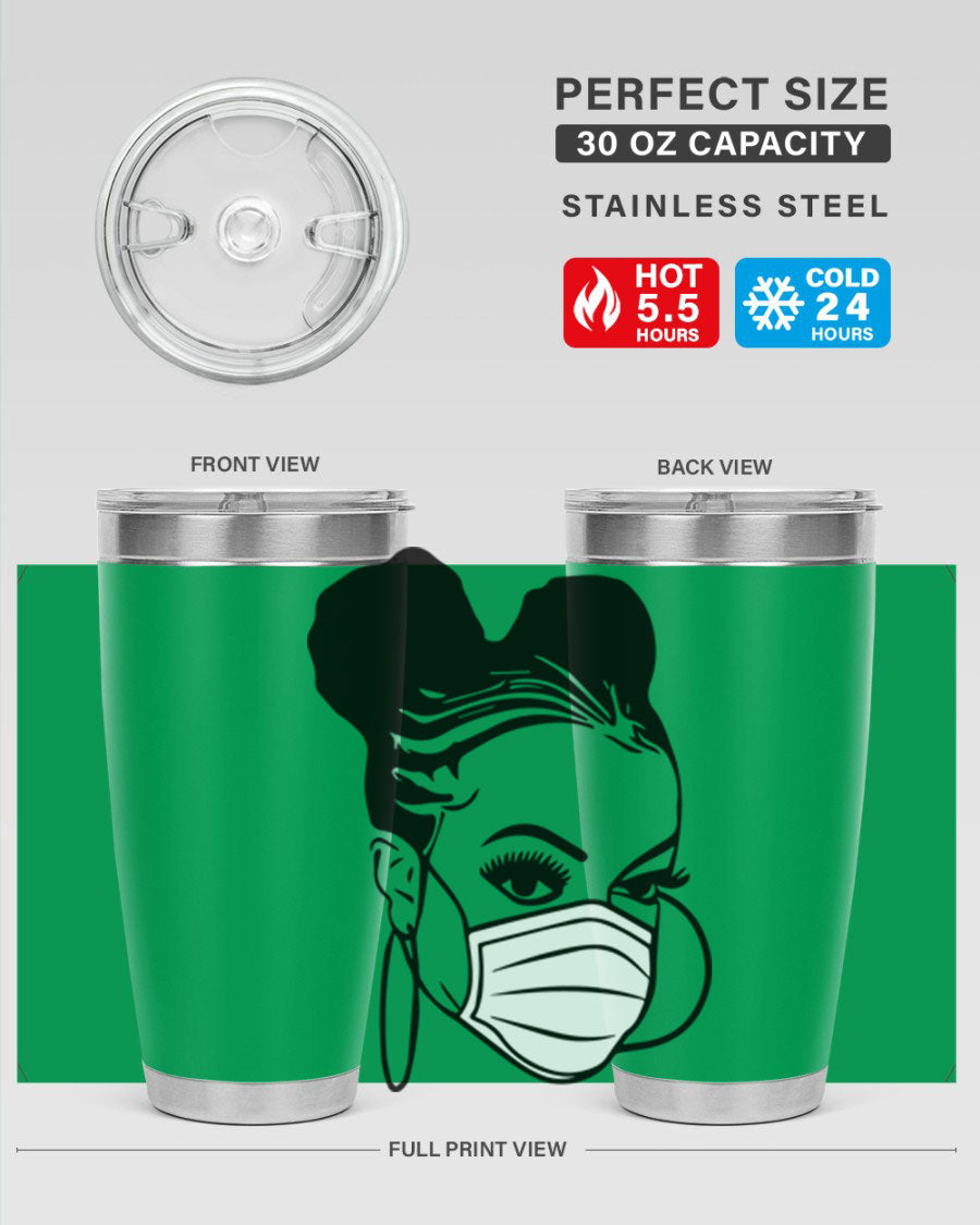 Black Nurse 6# Tumbler, 20oz, double wall stainless steel with a stylish design, perfect for keeping drinks hot or cold.