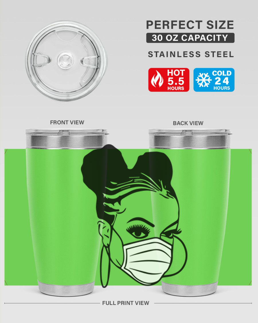 Black Nurse 6# Tumbler, 20oz, double wall stainless steel with a stylish design, perfect for keeping drinks hot or cold.