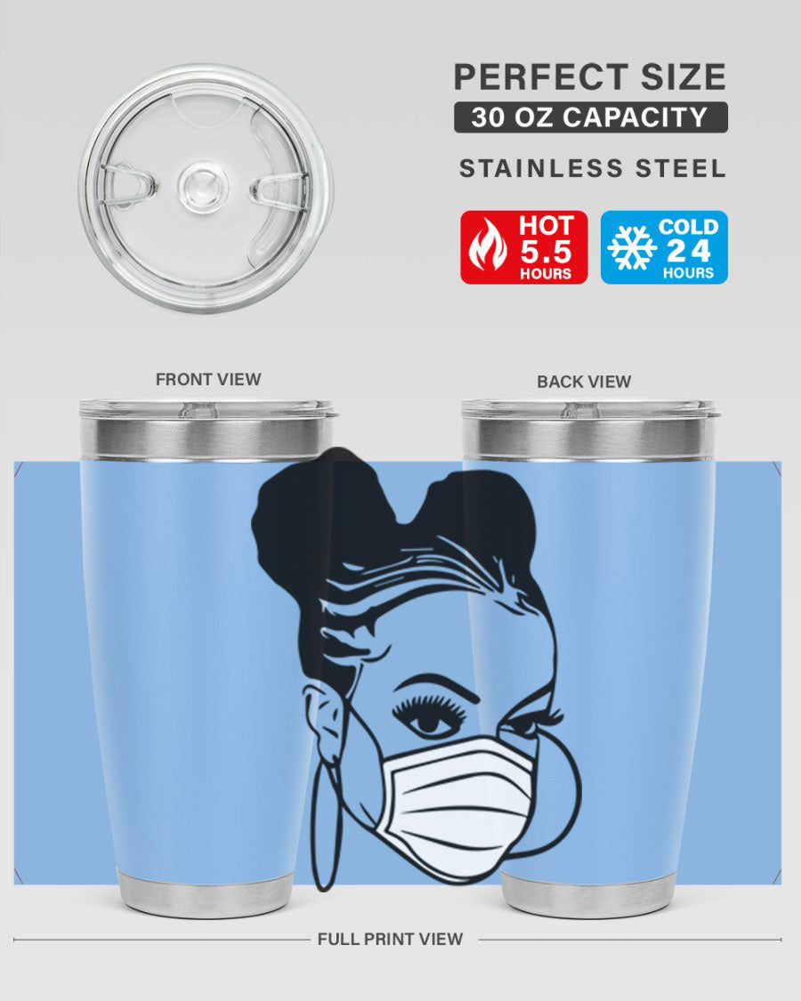 Black Nurse 6# Tumbler, 20oz, double wall stainless steel with a stylish design, perfect for keeping drinks hot or cold.