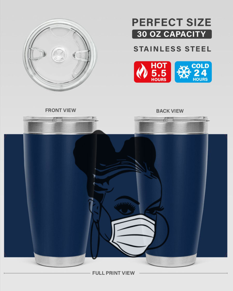 Black Nurse 6# Tumbler, 20oz, double wall stainless steel with a stylish design, perfect for keeping drinks hot or cold.