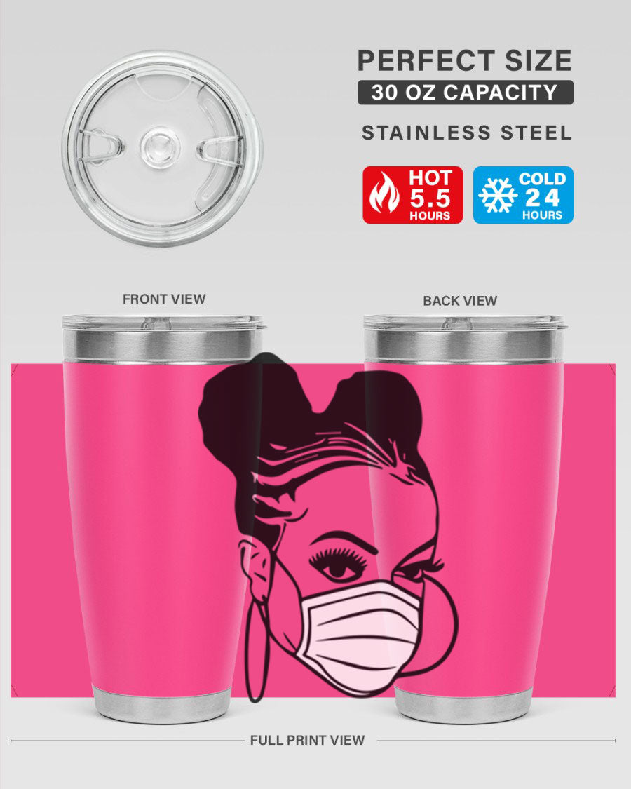 Black Nurse 6# Tumbler, 20oz, double wall stainless steel with a stylish design, perfect for keeping drinks hot or cold.