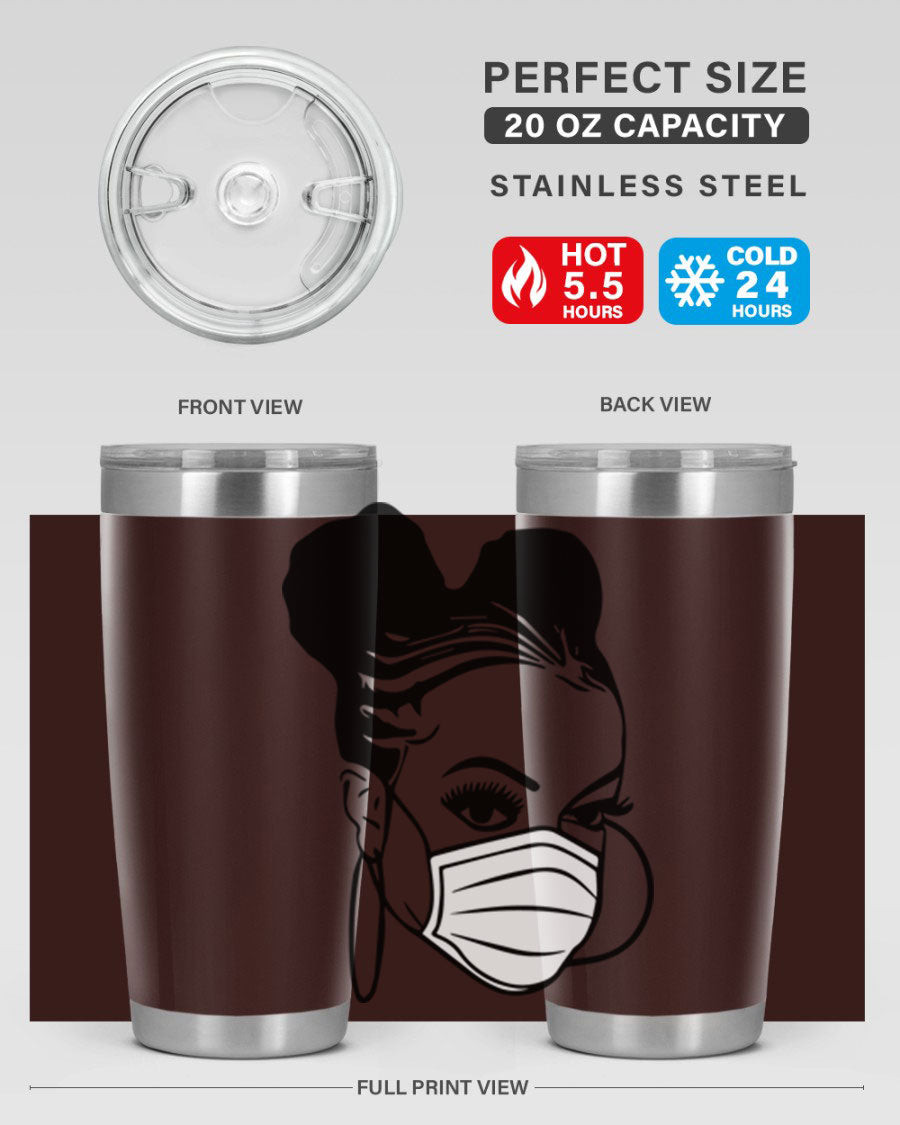 Black Nurse 6# Tumbler, 20oz, double wall stainless steel with a stylish design, perfect for keeping drinks hot or cold.