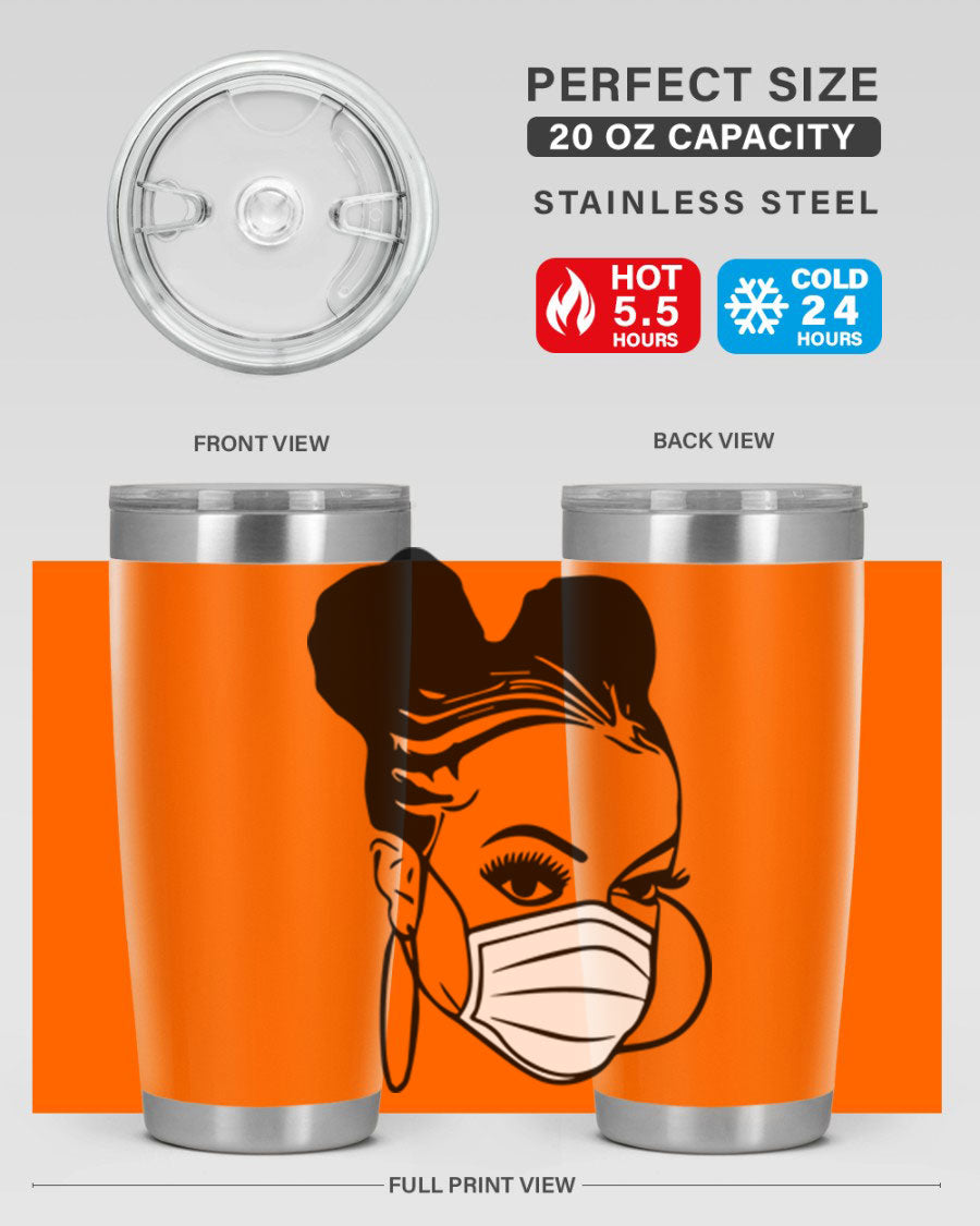 Black Nurse 6# Tumbler, 20oz, double wall stainless steel with a stylish design, perfect for keeping drinks hot or cold.