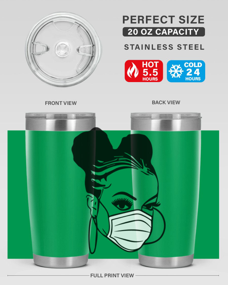 Black Nurse 6# Tumbler, 20oz, double wall stainless steel with a stylish design, perfect for keeping drinks hot or cold.