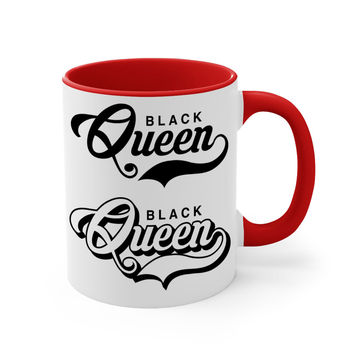 Black Queen 195# Mug featuring a glossy finish with a colored handle and interior, available in multiple colors and sizes.