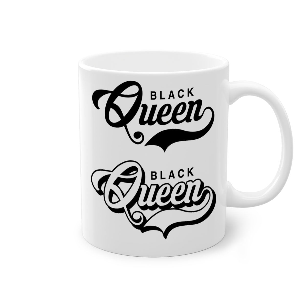 Black Queen 195# Mug featuring a glossy finish with a colored handle and interior, available in multiple colors and sizes.