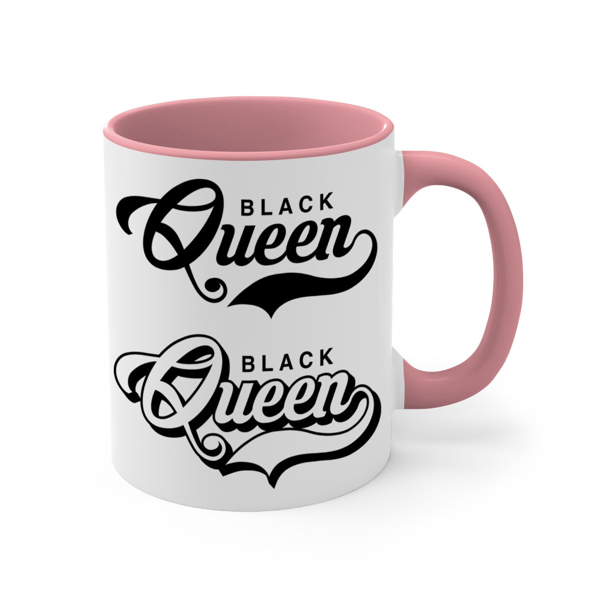 Black Queen 195# Mug featuring a glossy finish with a colored handle and interior, available in multiple colors and sizes.