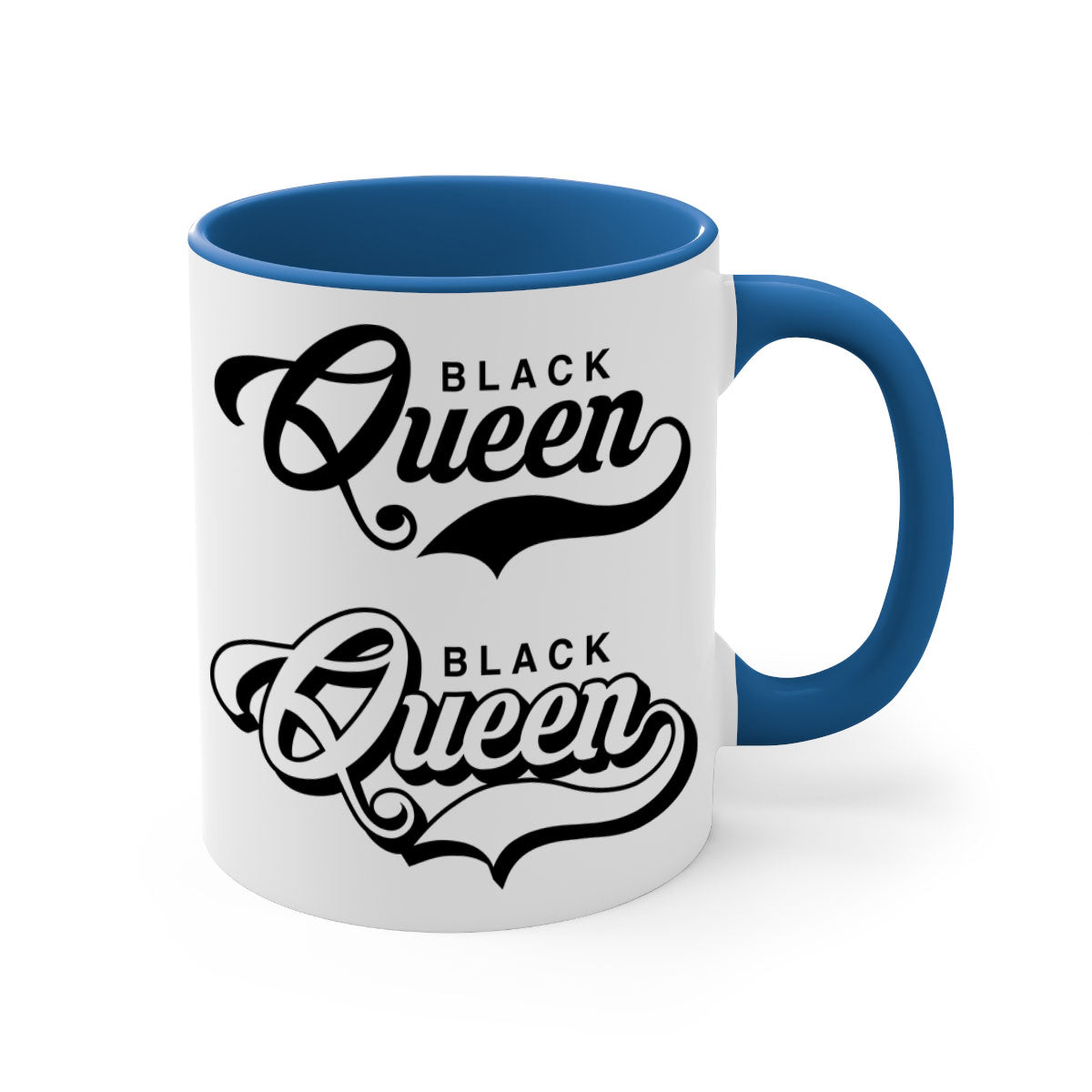 Black Queen 195# Mug featuring a glossy finish with a colored handle and interior, available in multiple colors and sizes.