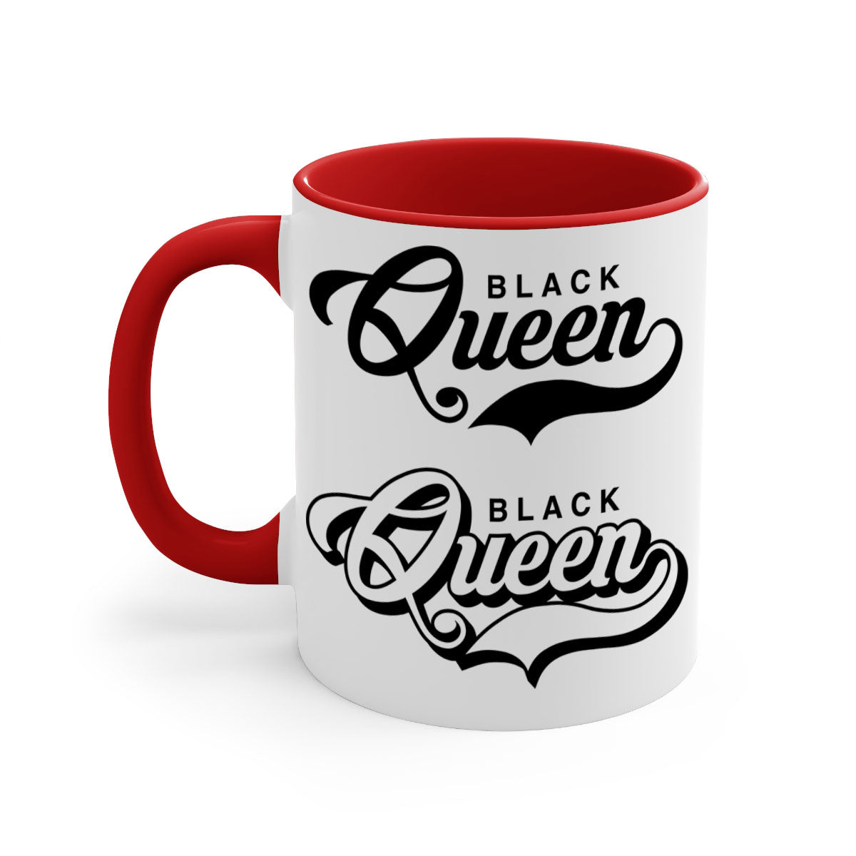 Black Queen 195# Mug featuring a glossy finish with a colored handle and interior, available in multiple colors and sizes.