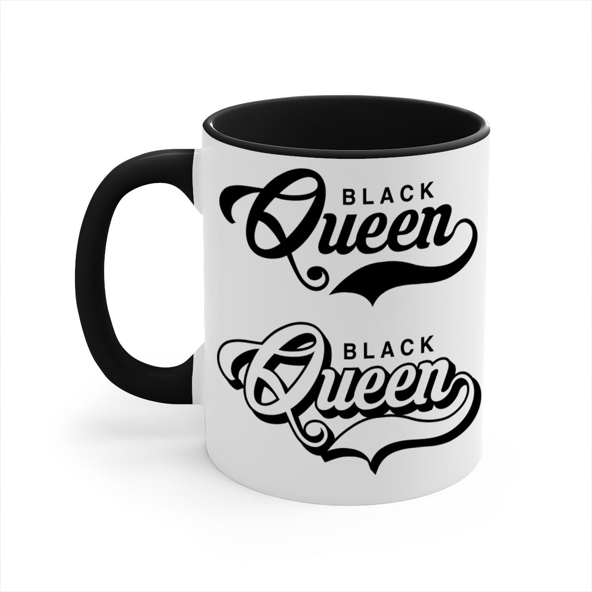 Black Queen 195# Mug featuring a glossy finish with a colored handle and interior, available in multiple colors and sizes.