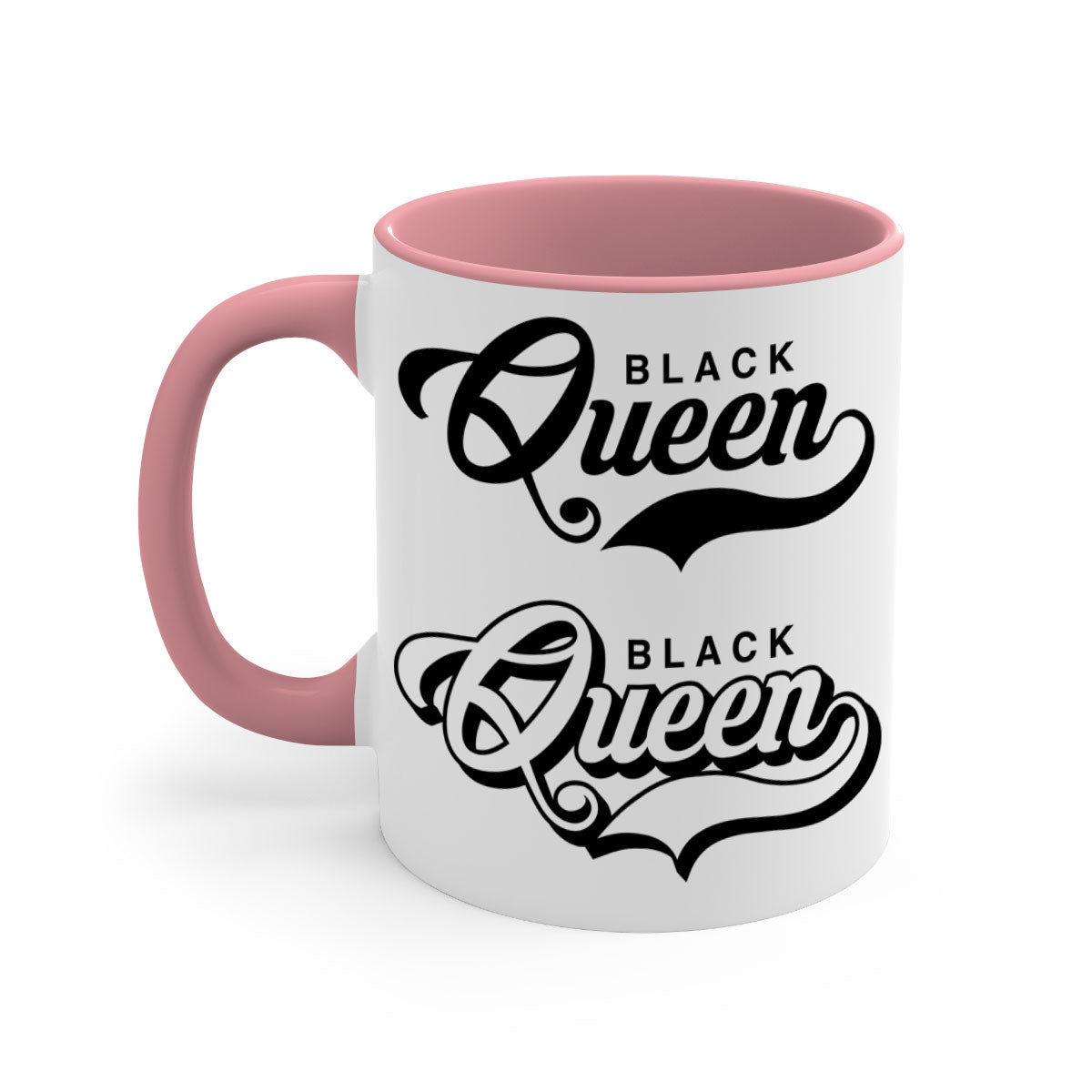 Black Queen 195# Mug featuring a glossy finish with a colored handle and interior, available in multiple colors and sizes.