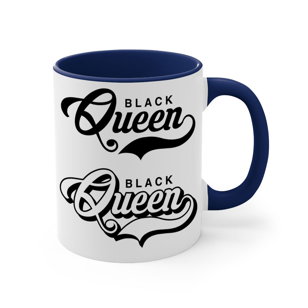 Black Queen 195# Mug featuring a glossy finish with a colored handle and interior, available in multiple colors and sizes.