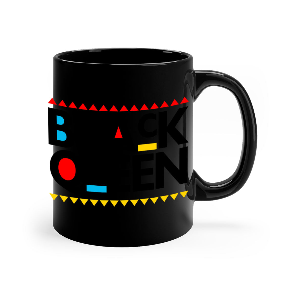 Black Queen 222# Mug with colored handle and glossy finish, available in multiple colors and sizes.