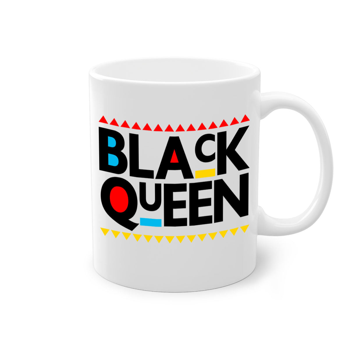 Black Queen 222# Mug with colored handle and glossy finish, available in multiple colors and sizes.