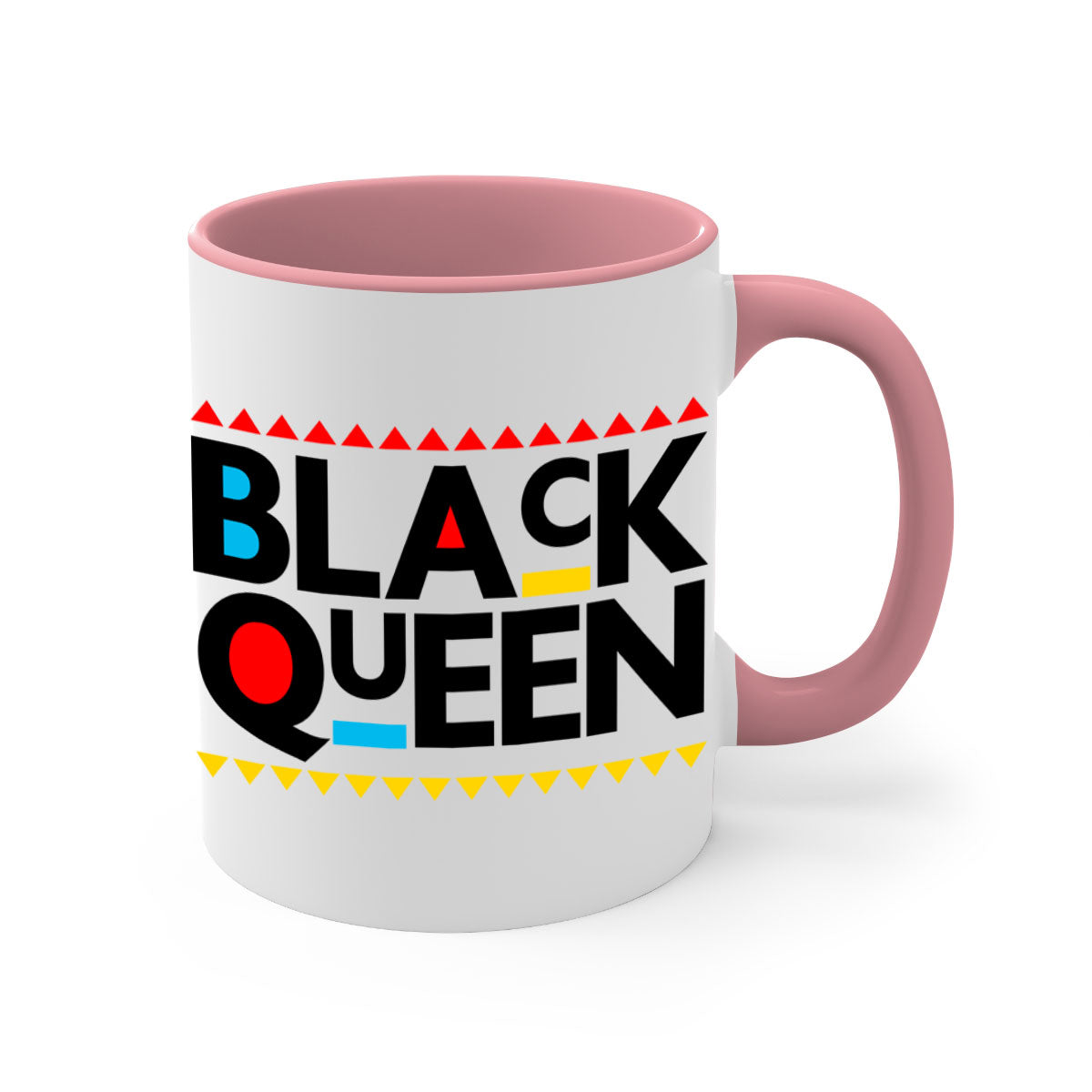 Black Queen 222# Mug with colored handle and glossy finish, available in multiple colors and sizes.