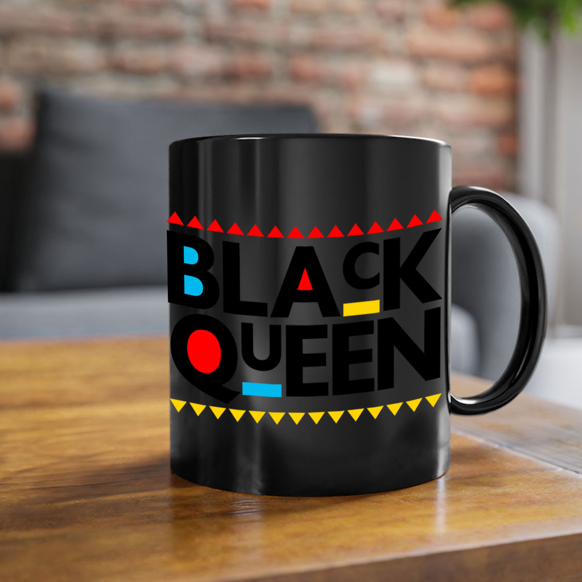 Black Queen 222# Mug with colored handle and glossy finish, available in multiple colors and sizes.