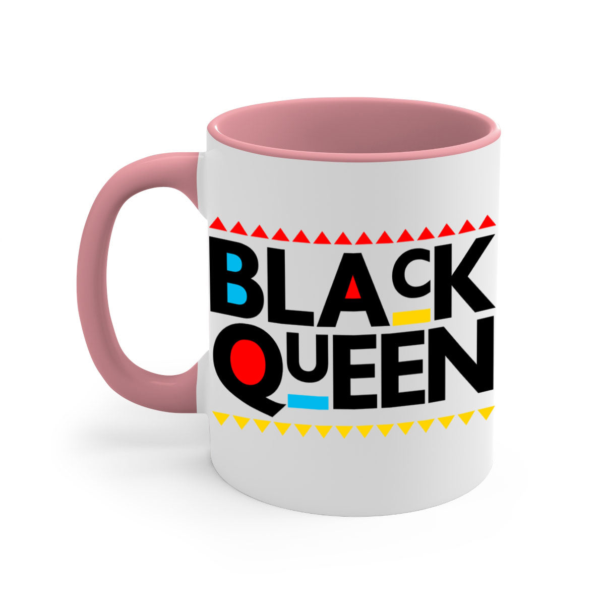 Black Queen 222# Mug with colored handle and glossy finish, available in multiple colors and sizes.