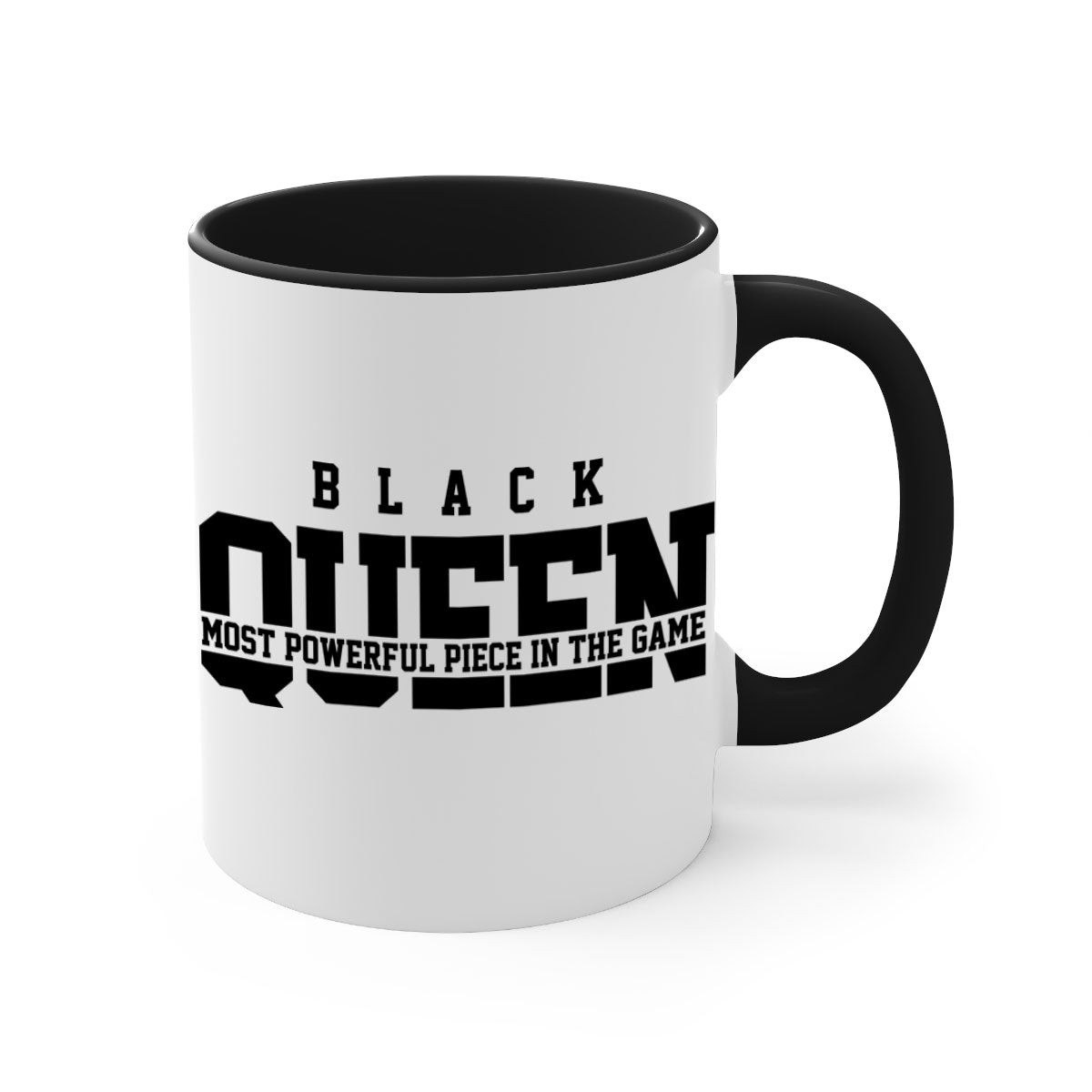 Black Queen 223# Mug with colored handle and glossy finish, available in multiple colors and sizes.