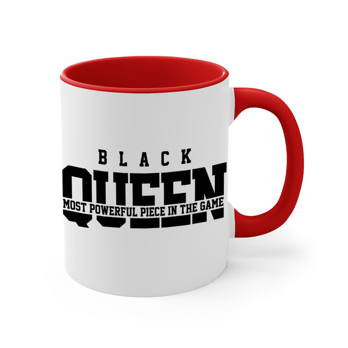 Black Queen 223# Mug with colored handle and glossy finish, available in multiple colors and sizes.