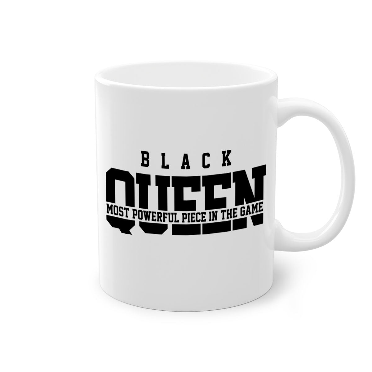 Black Queen 223# Mug with colored handle and glossy finish, available in multiple colors and sizes.