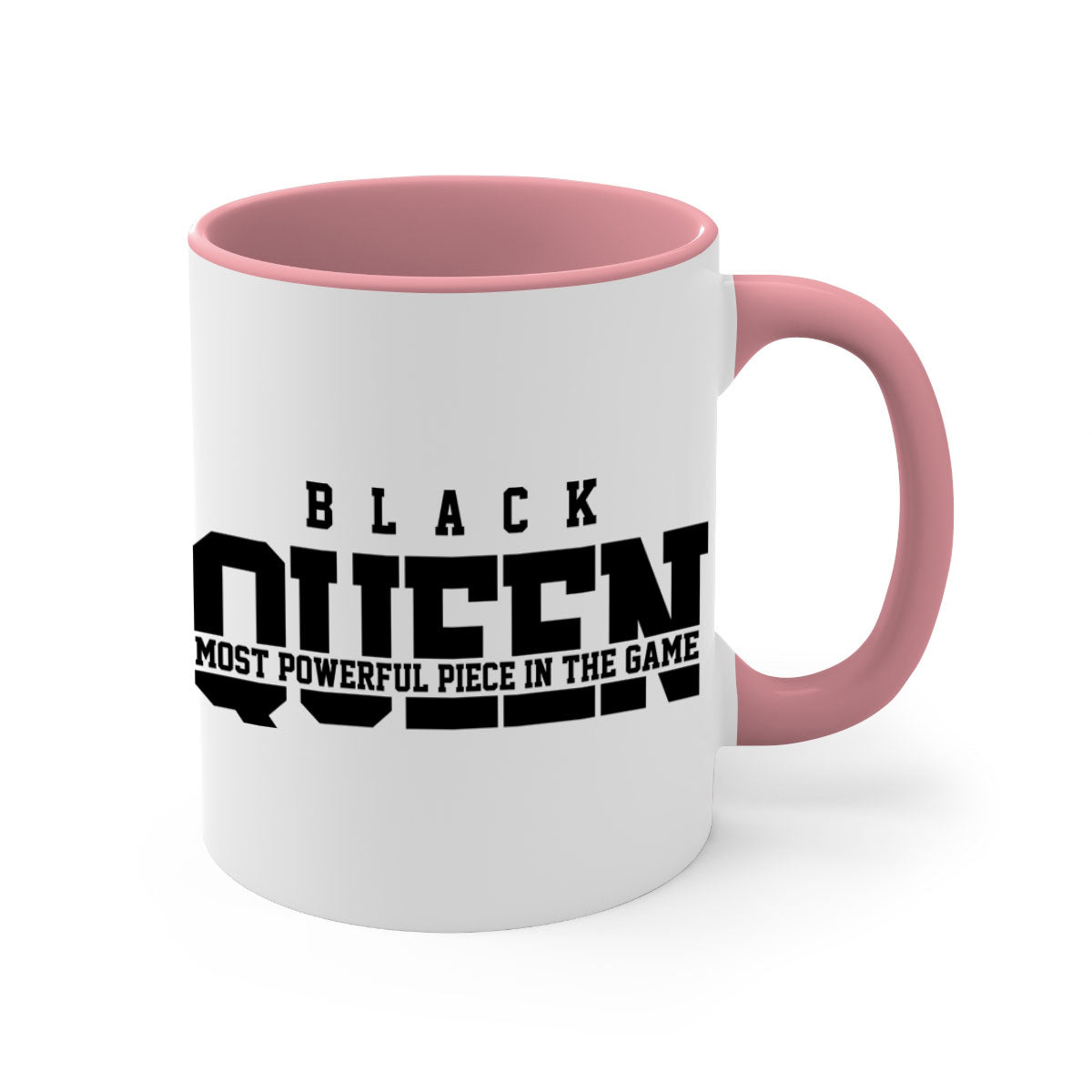 Black Queen 223# Mug with colored handle and glossy finish, available in multiple colors and sizes.