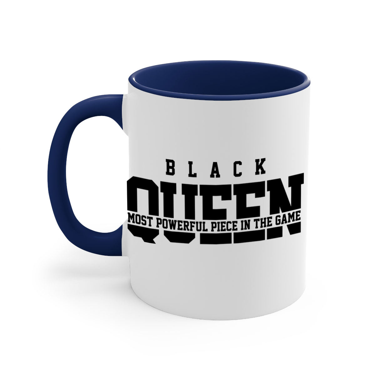 Black Queen 223# Mug with colored handle and glossy finish, available in multiple colors and sizes.