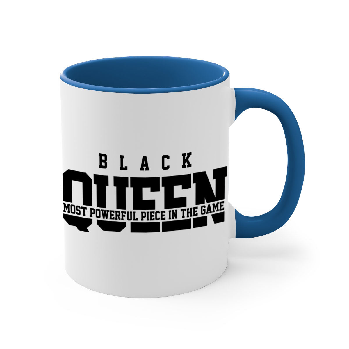 Black Queen 223# Mug with colored handle and glossy finish, available in multiple colors and sizes.