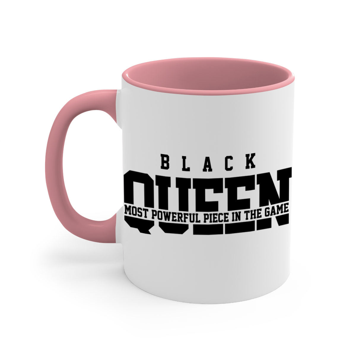 Black Queen 223# Mug with colored handle and glossy finish, available in multiple colors and sizes.