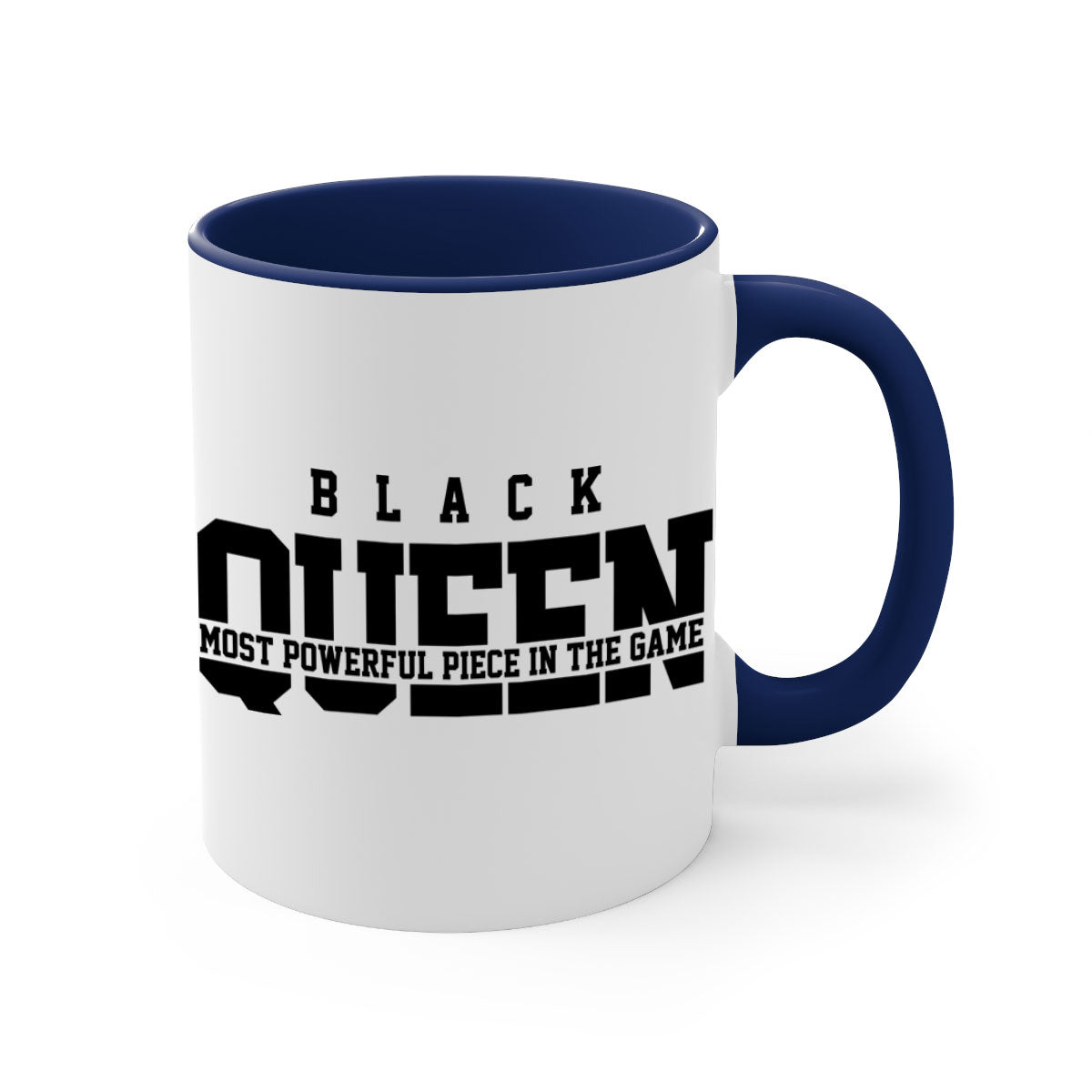 Black Queen 223# Mug with colored handle and glossy finish, available in multiple colors and sizes.