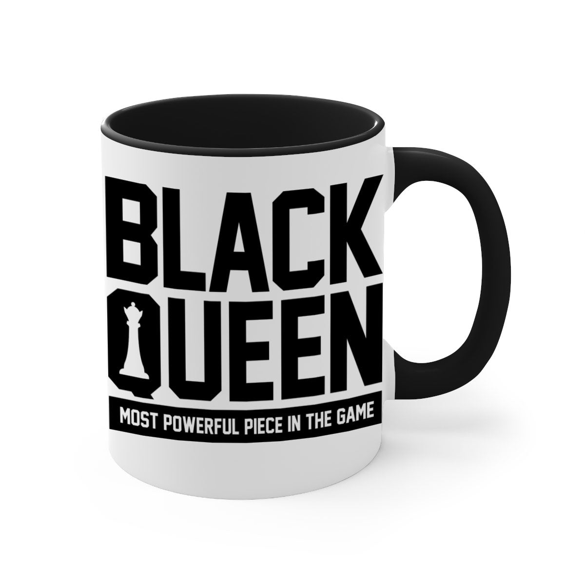 Black queenchess 194# Mug with colored handle and glossy finish, available in multiple sizes and colors.