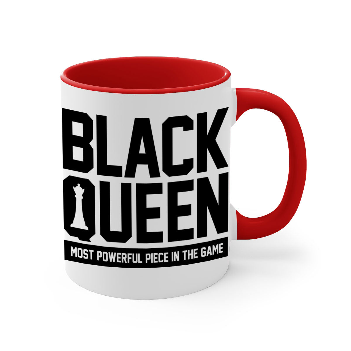 Black queenchess 194# Mug with colored handle and glossy finish, available in multiple sizes and colors.