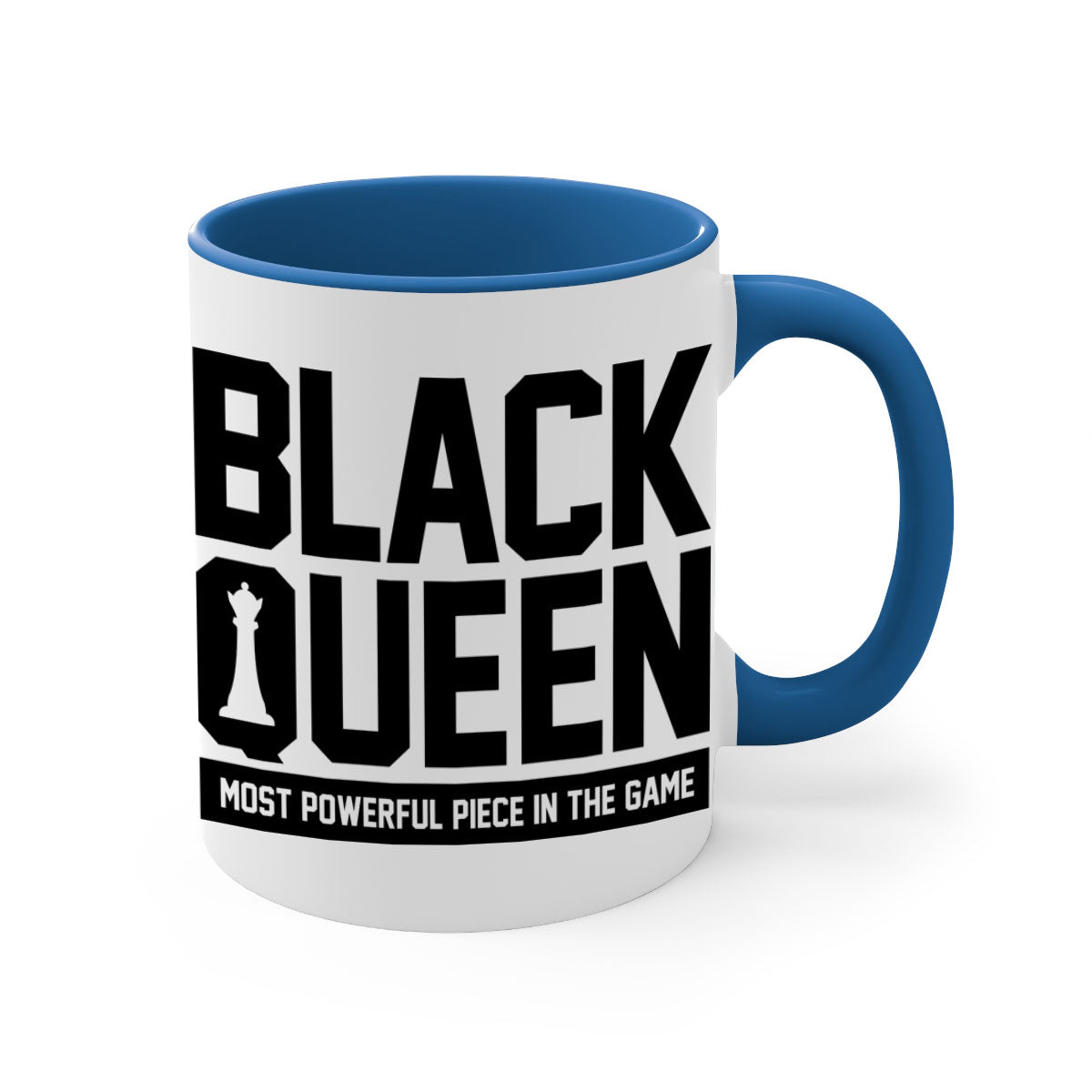 Black queenchess 194# Mug with colored handle and glossy finish, available in multiple sizes and colors.