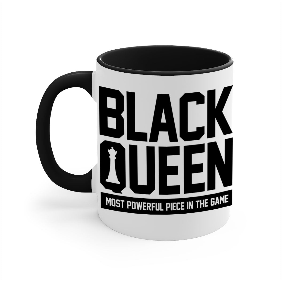 Black queenchess 194# Mug with colored handle and glossy finish, available in multiple sizes and colors.