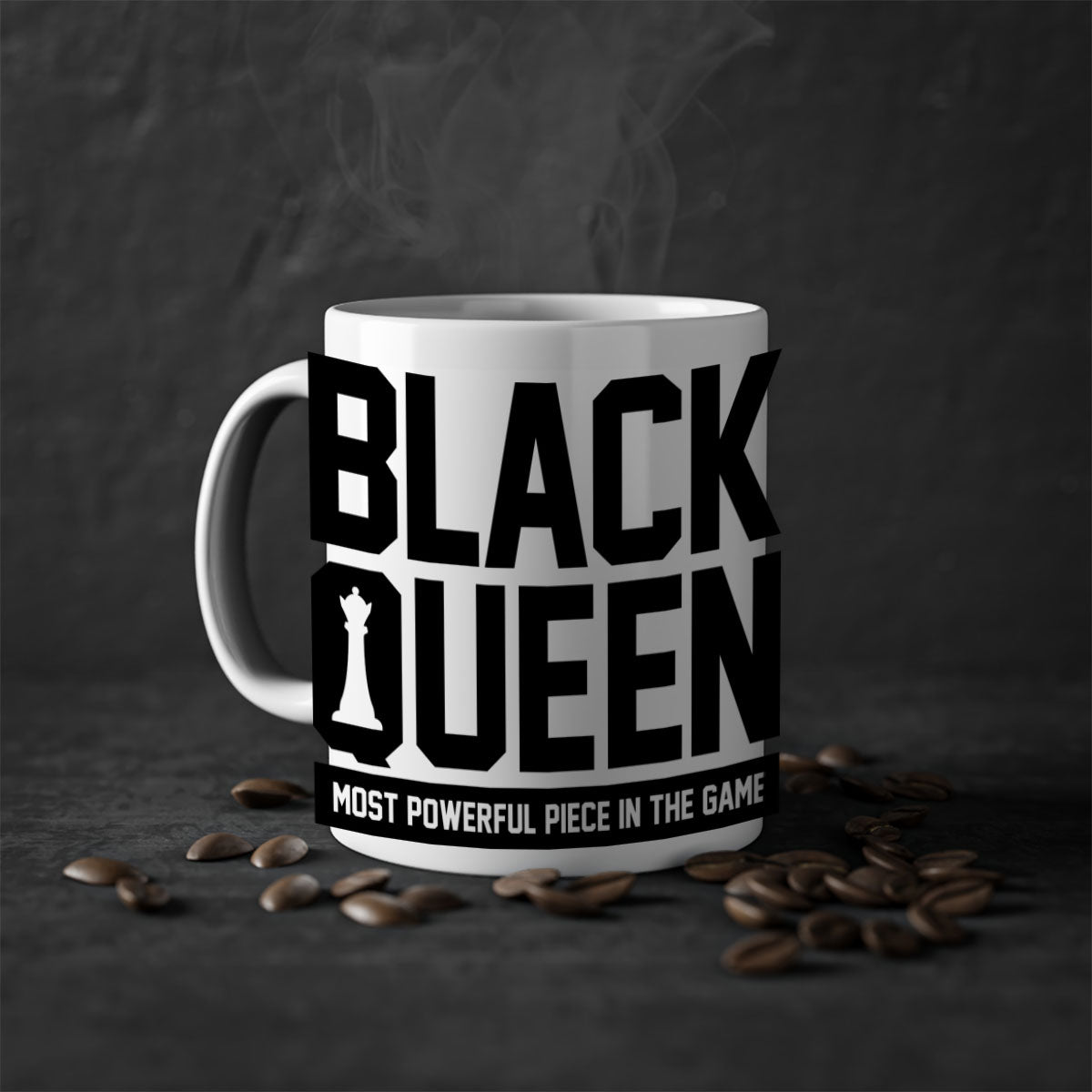 Black queenchess 194# Mug with colored handle and glossy finish, available in multiple sizes and colors.