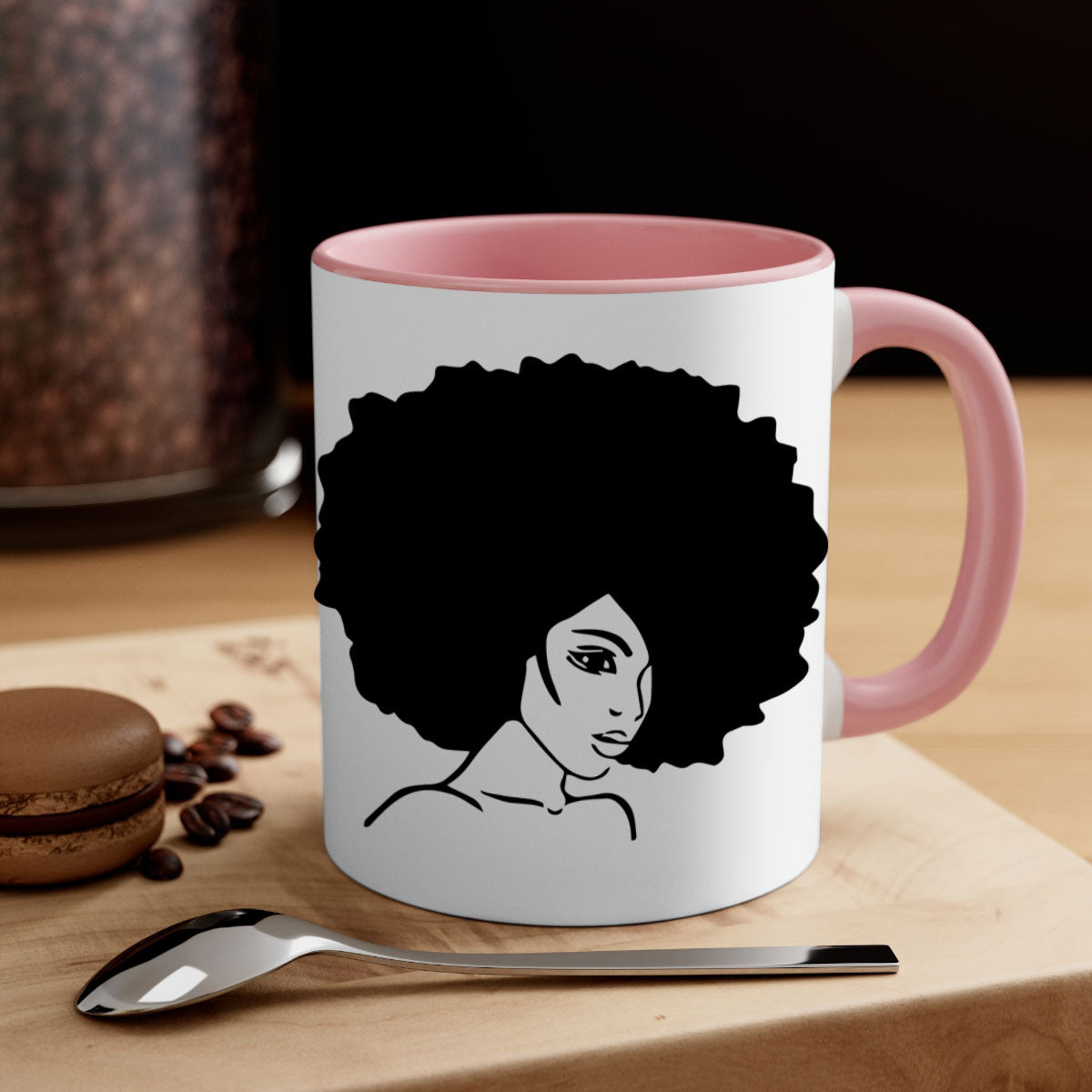 A stylish black woman 10# Mug featuring a glossy finish, colored handle, and interior, available in five vibrant colors.