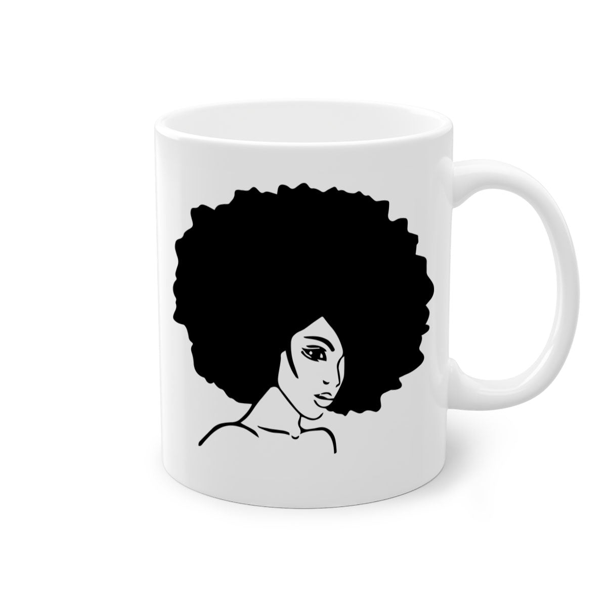 A stylish black woman 10# Mug featuring a glossy finish, colored handle, and interior, available in five vibrant colors.