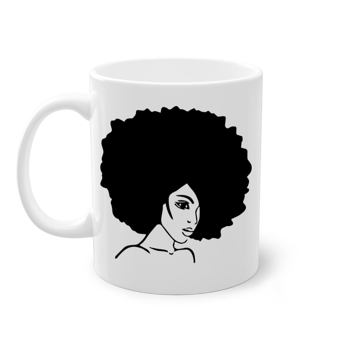 A stylish black woman 10# Mug featuring a glossy finish, colored handle, and interior, available in five vibrant colors.