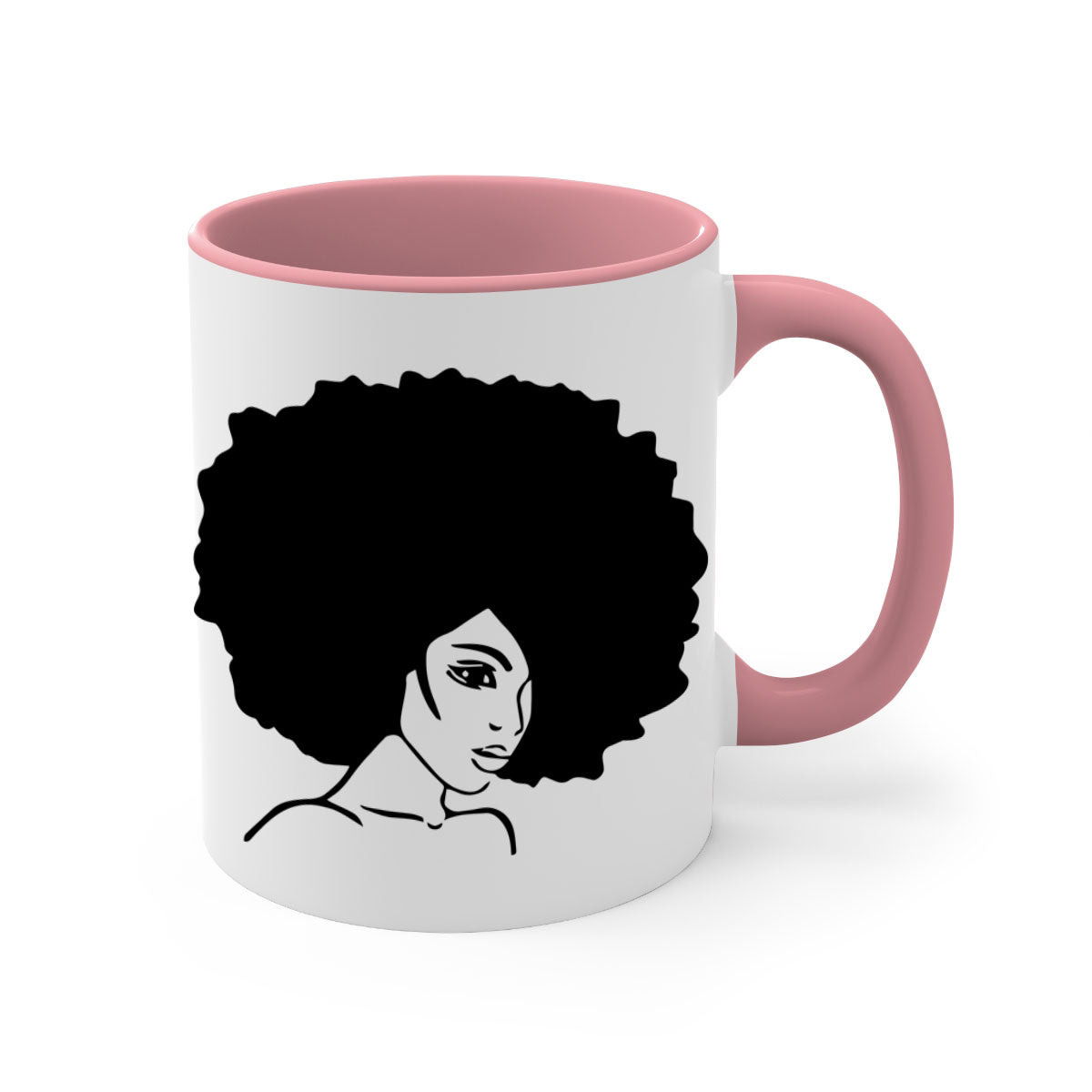 A stylish black woman 10# Mug featuring a glossy finish, colored handle, and interior, available in five vibrant colors.