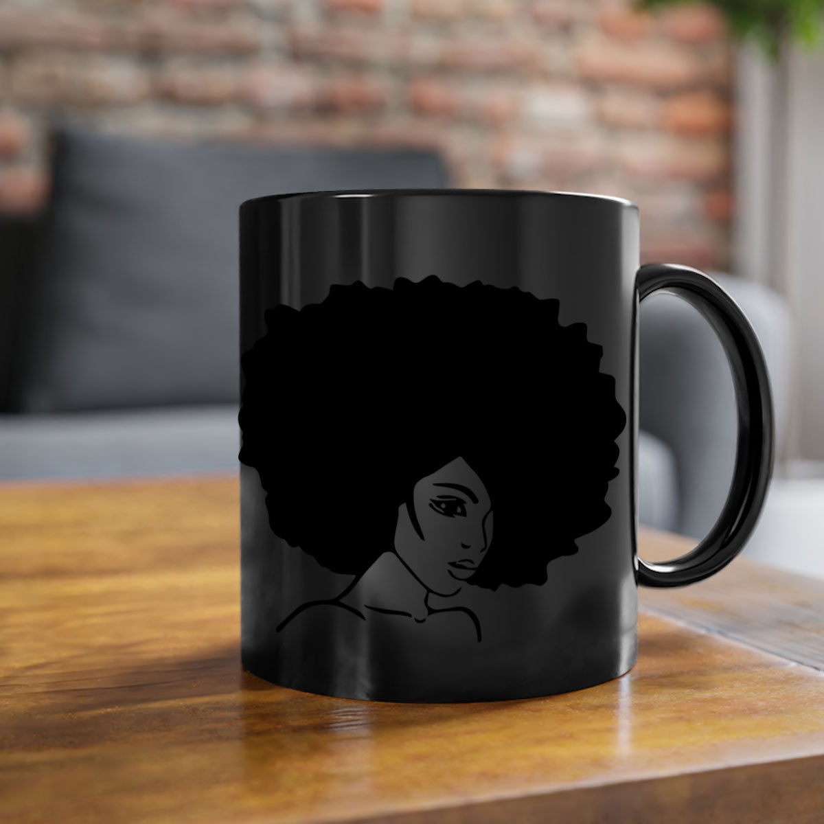 A stylish black woman 10# Mug featuring a glossy finish, colored handle, and interior, available in five vibrant colors.