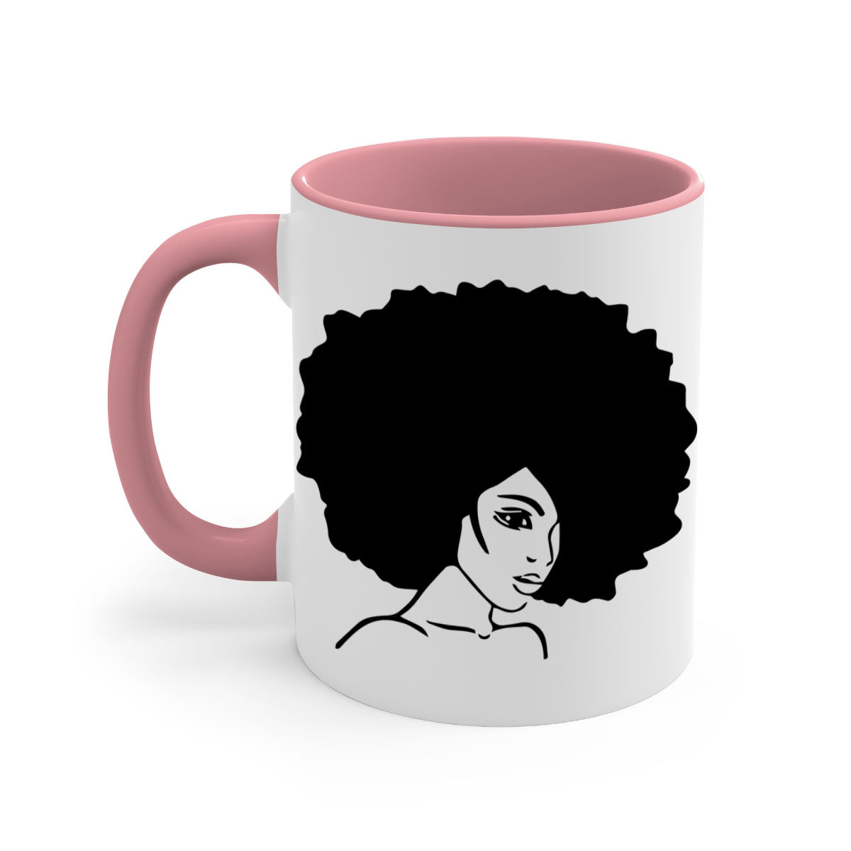 A stylish black woman 10# Mug featuring a glossy finish, colored handle, and interior, available in five vibrant colors.