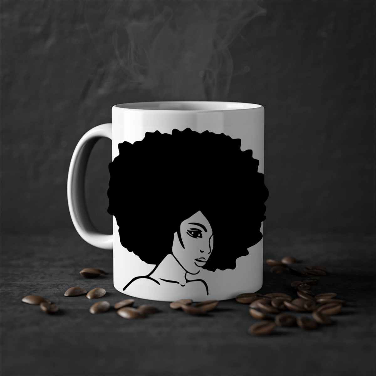 A stylish black woman 10# Mug featuring a glossy finish, colored handle, and interior, available in five vibrant colors.