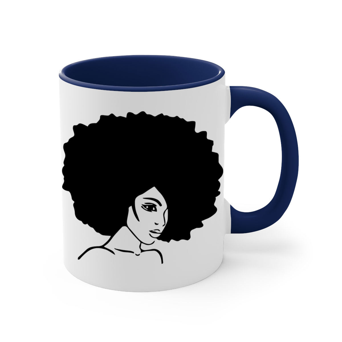 A stylish black woman 10# Mug featuring a glossy finish, colored handle, and interior, available in five vibrant colors.