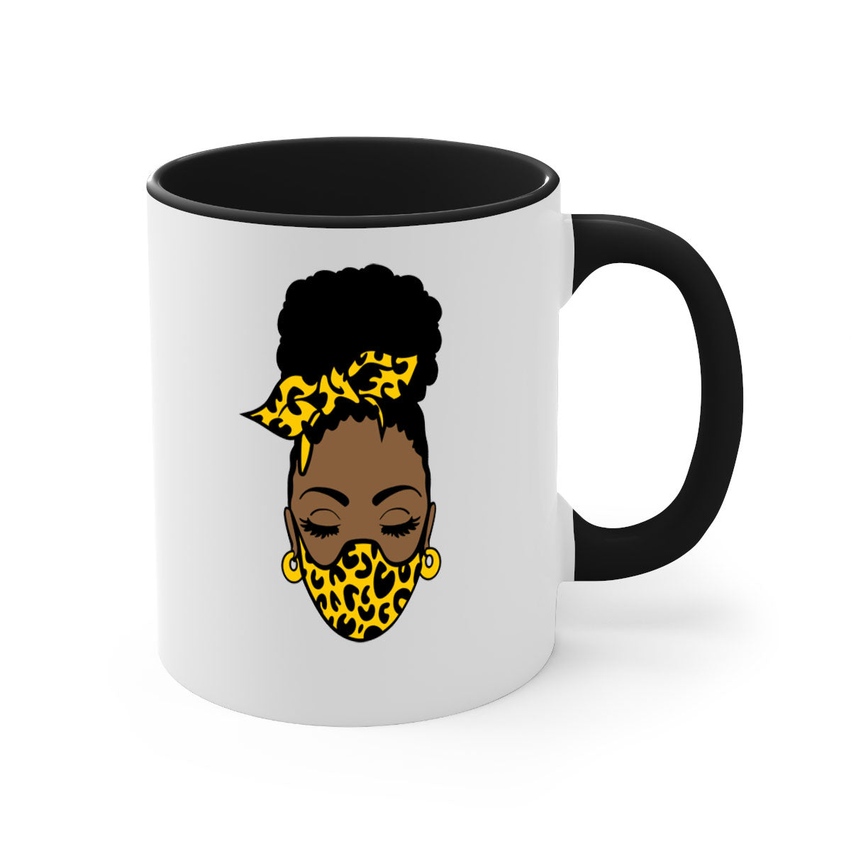 Black Women - Queen Mug featuring a glossy finish with a colored handle and interior, available in multiple colors.