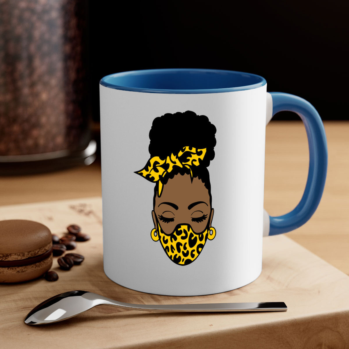 Black Women - Queen Mug featuring a glossy finish with a colored handle and interior, available in multiple colors.