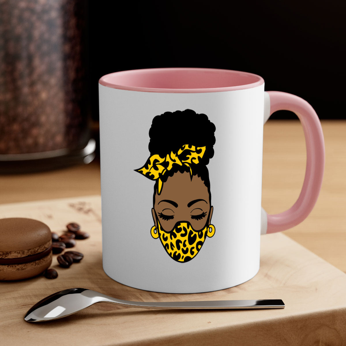 Black Women - Queen Mug featuring a glossy finish with a colored handle and interior, available in multiple colors.